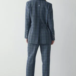 Ipekyol RELAXED FIT PLAID PATTERN WITH BELT – Kurzmantel – Blue 12